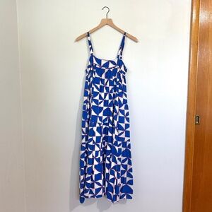Anthro ABEL Blue and White Geometric Maxi Dress